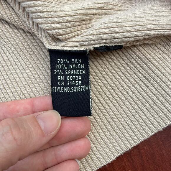 BCBG Max Azria Beige Silk Blend Embroidered Cardigan XL - Picture 5 of 8